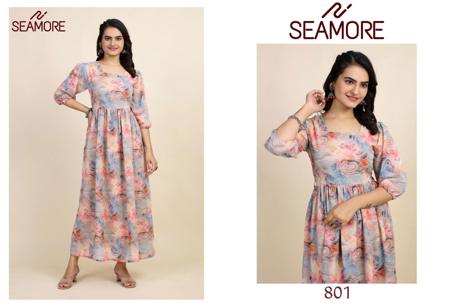 Jasmin By Seamore Georgette Printed Designer Kurtis Catalog